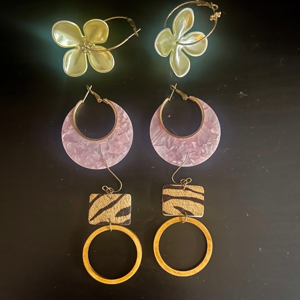 Retro Floral and Tiger Earrings Set